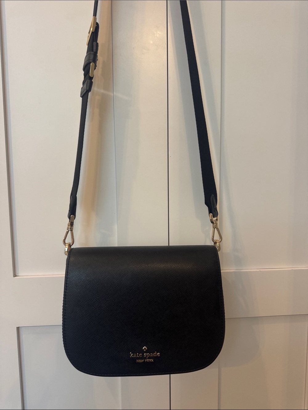 Kate Spade Black Leather Crossbody with Gold Hardware